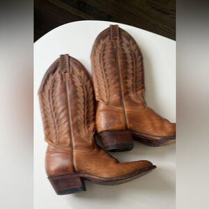 Boulet Brown Leather Cowboy Boots